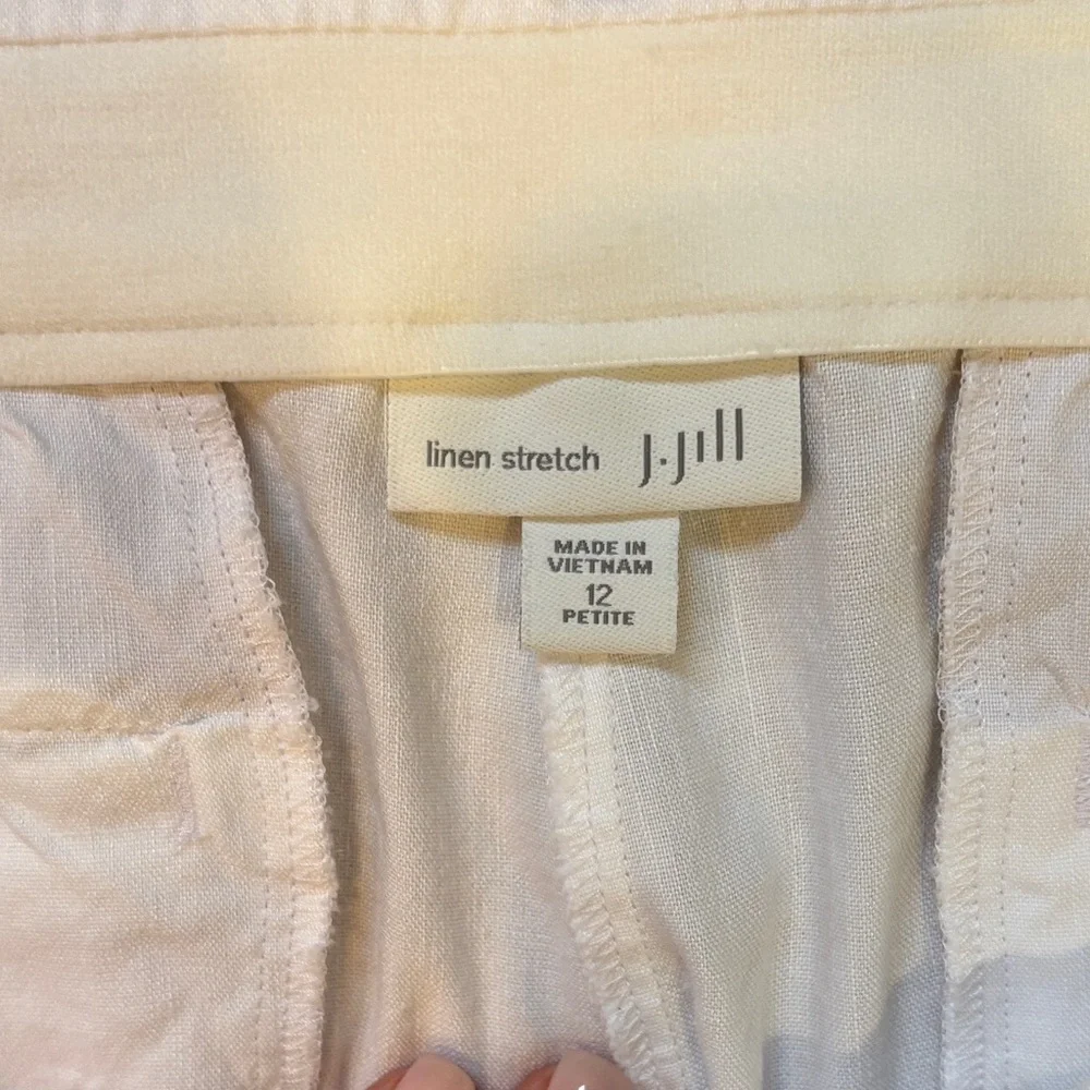 J. Jill Women's Bright White Linen Stretch Pants - Picture 3 of 6